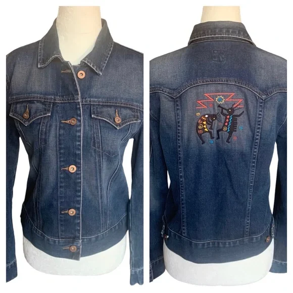 GAP Denim Jean Jacket Southwest Embroidered Native American Indian Art - Picture 1 of 13
